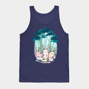 Three cute bunnies in the forest Tank Top